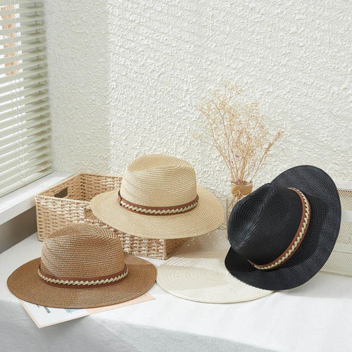 Straw Panama Hat with Leather Band