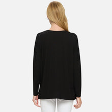 Black V-Neck Long Sleeve Top