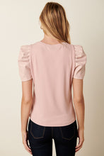 Blush Leather Puff sleeve Top