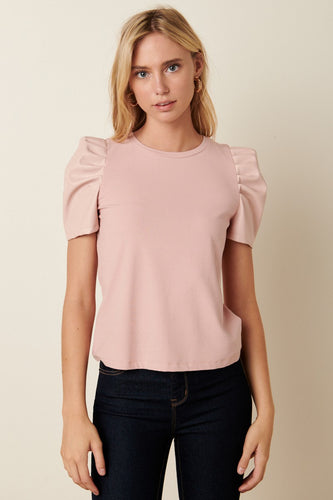 Blush Leather Puff sleeve Top
