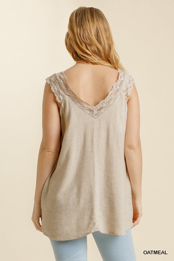 Lace-trimmed Tank Top