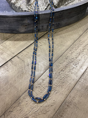 Blue faceted bead Necklace