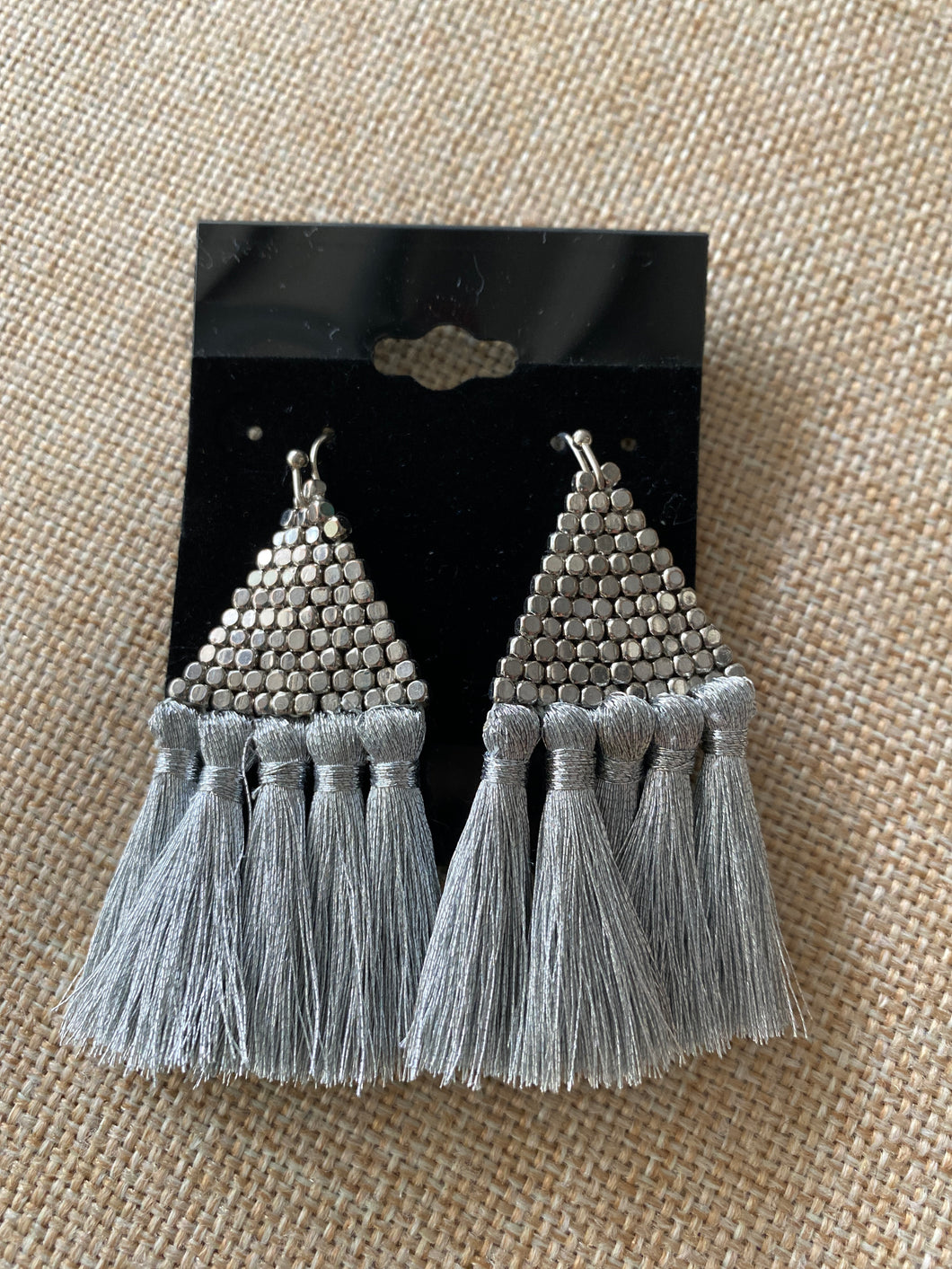 Silver triangle tassel Earrings