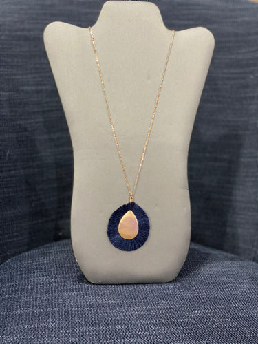 Navy Tassel Necklace Set