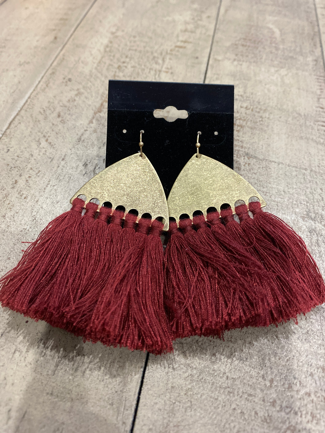 Burgundy tassel Earrings