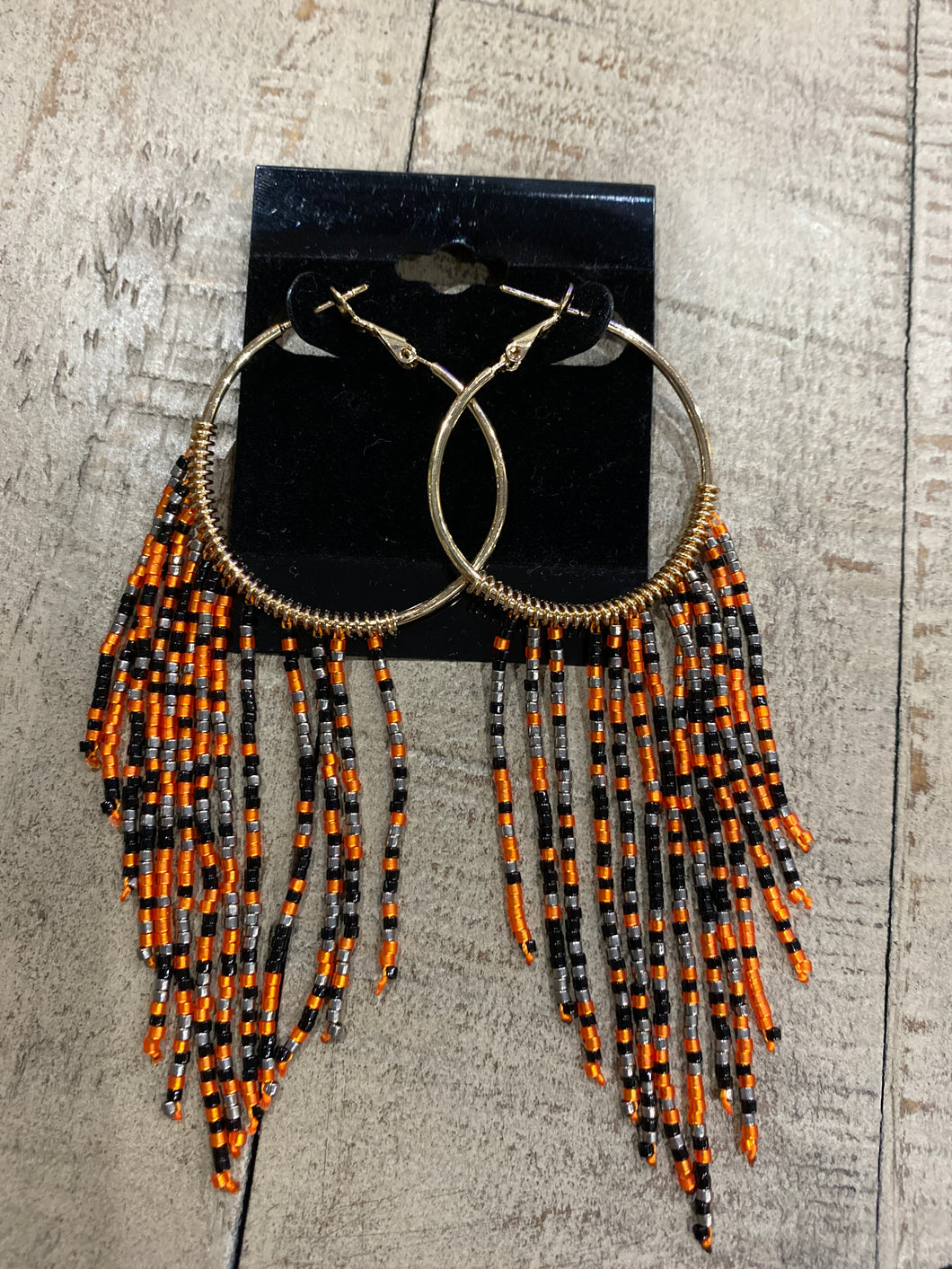 Erimish Black & Orange seed bead Earrings