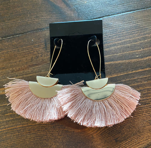 Blush Fan Tassel Earrings