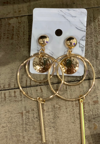 Gold double hoop discs Earrings