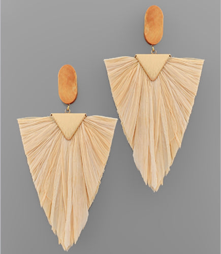 Raffia Fan Dangle Earrings