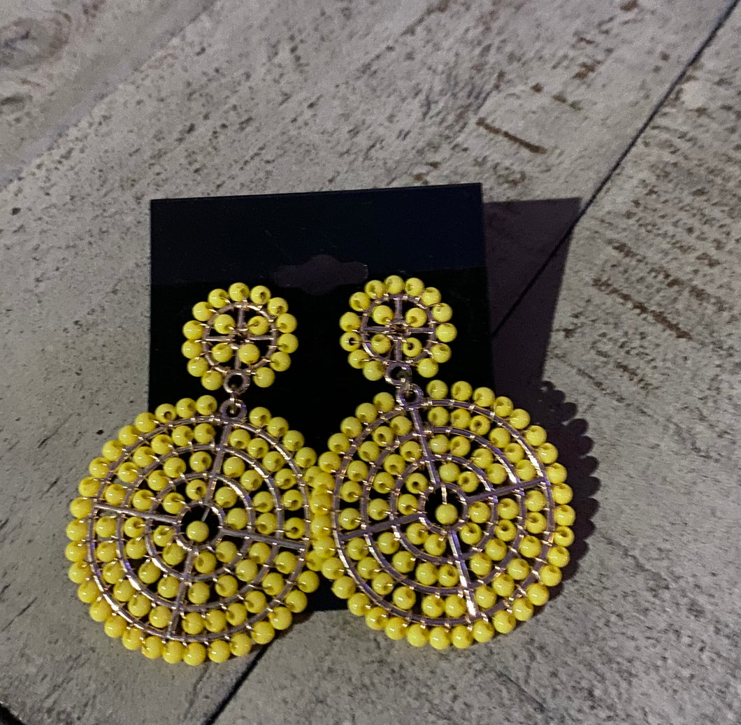 Yellow seed bead Earrings