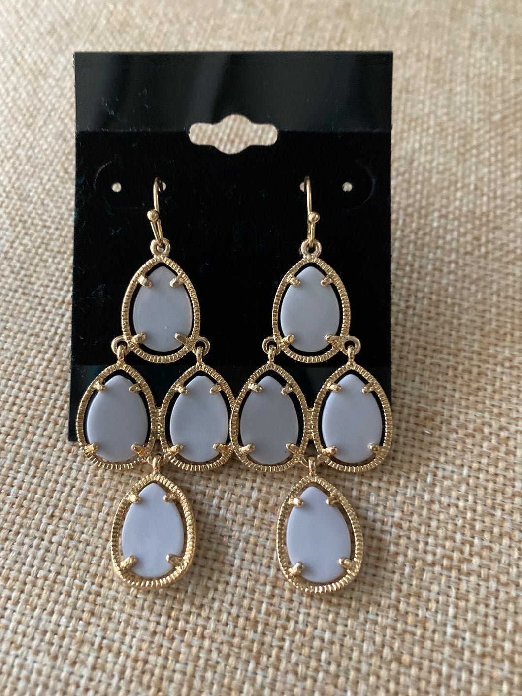 Gray stone layered Earrings