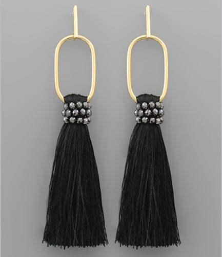 Tassel Dangle Oval Earrings