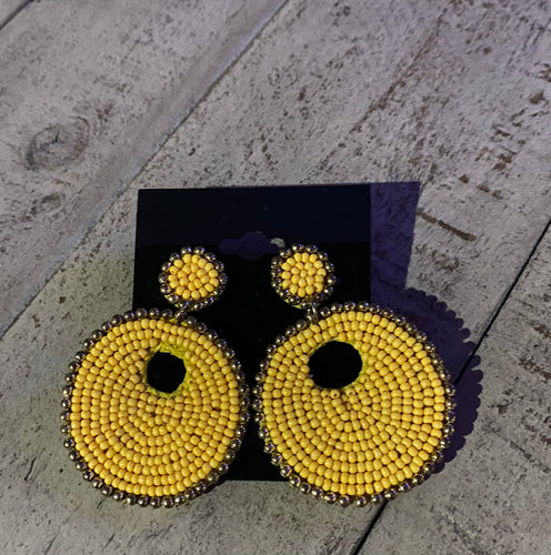 Yellow seed bead Earrings