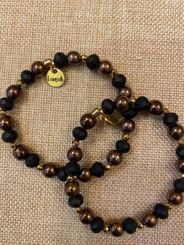 Erimish Black & Bronze Bead Bracelet