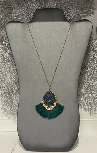 Hunter Green tassel Necklace