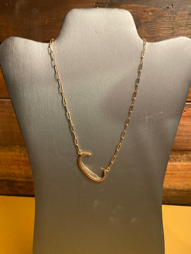 Gold link initial Necklace