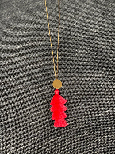 Fuchsia tassel Necklace Set