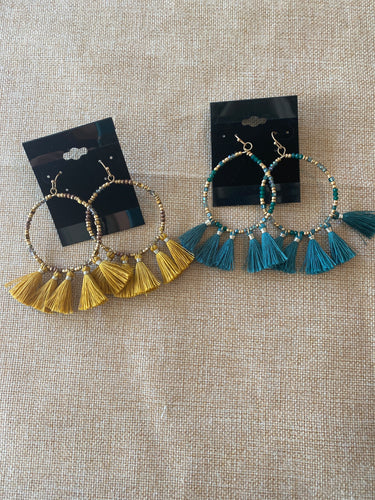 Seed bead tassel circle Earrings