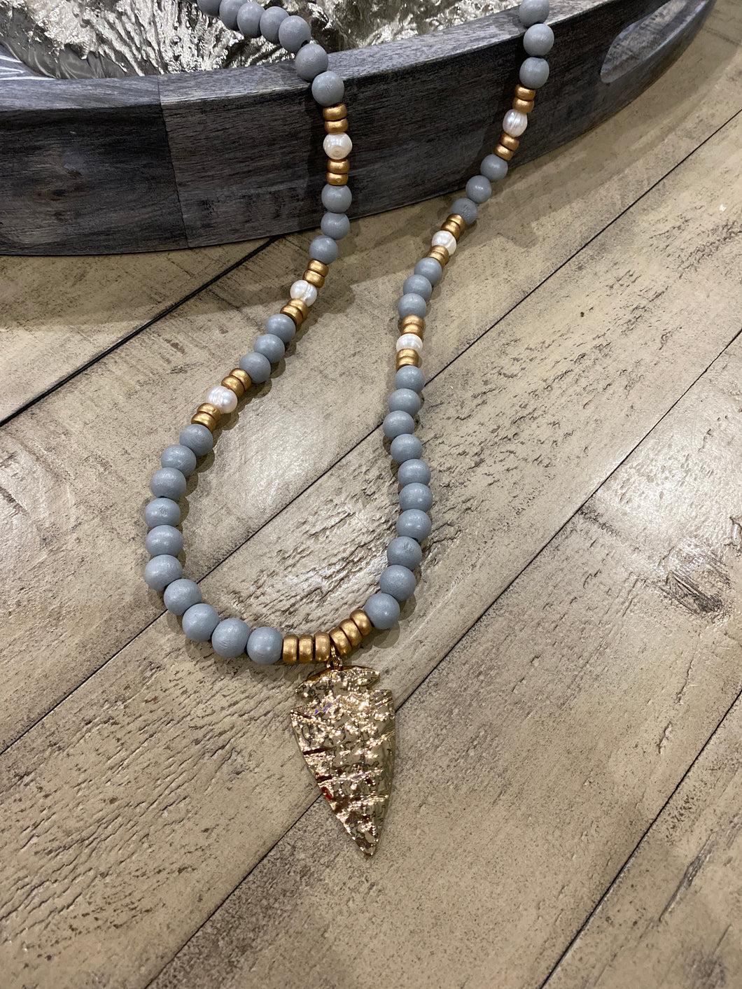 Gray Bead Necklace