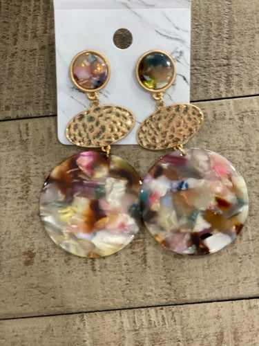 Pink Resin oval Earrings