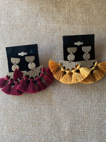 Gold tassel fan Earrings