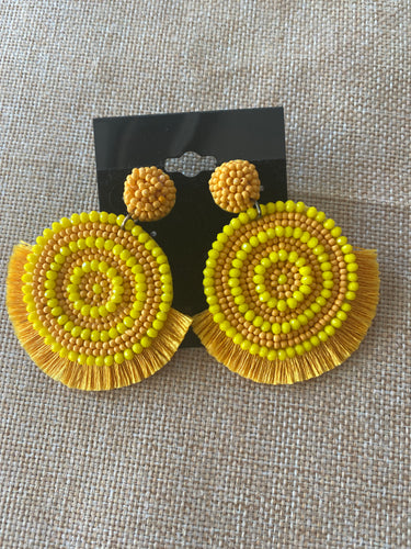 Yellow circle tassel Earrings