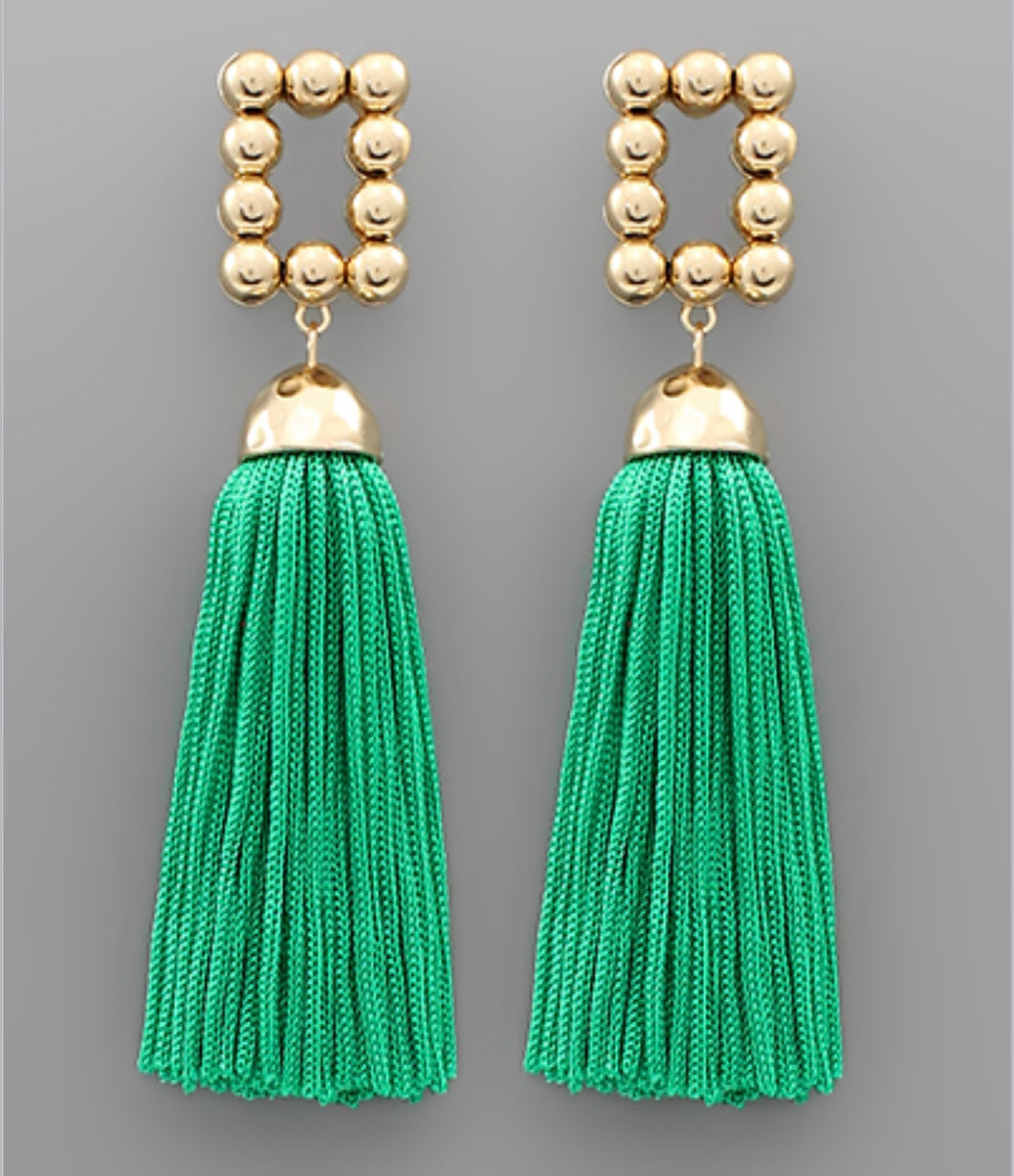 Rectangle Tassel Earrings