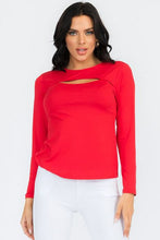 Red Cut-out Crew Neck Top