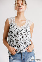 Black & White Dalmatian print Lace Tank